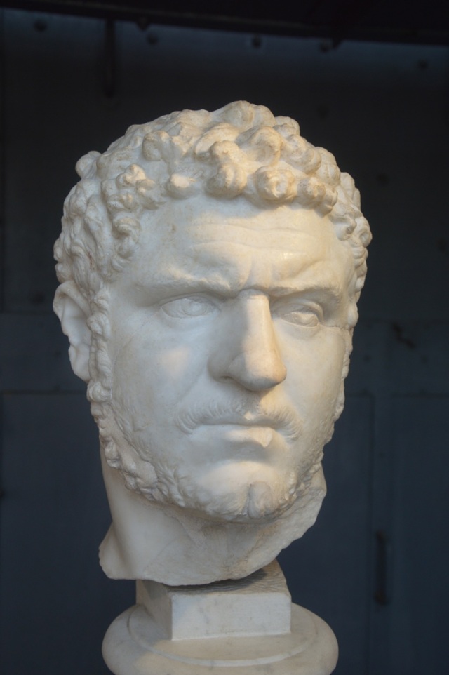 The emperor Caracalla. Famous for his brutish behavior, the murder of his younger brother Geta, and his granting of Roman citizenship to all free persons within the realm in the early third century A.D.
