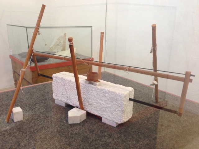 Model of ancient marble saw apparatus